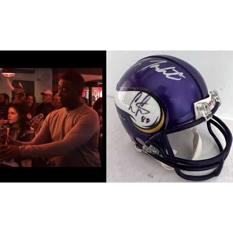 Minnesota Vikings Allen Page Chris Carter Fran Tarkenton mini helmet signed