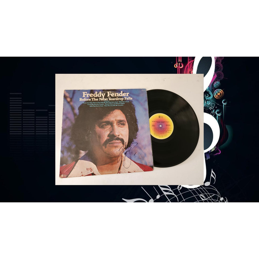 Freddy Fender Before The Next Teardrop Falls LP signed