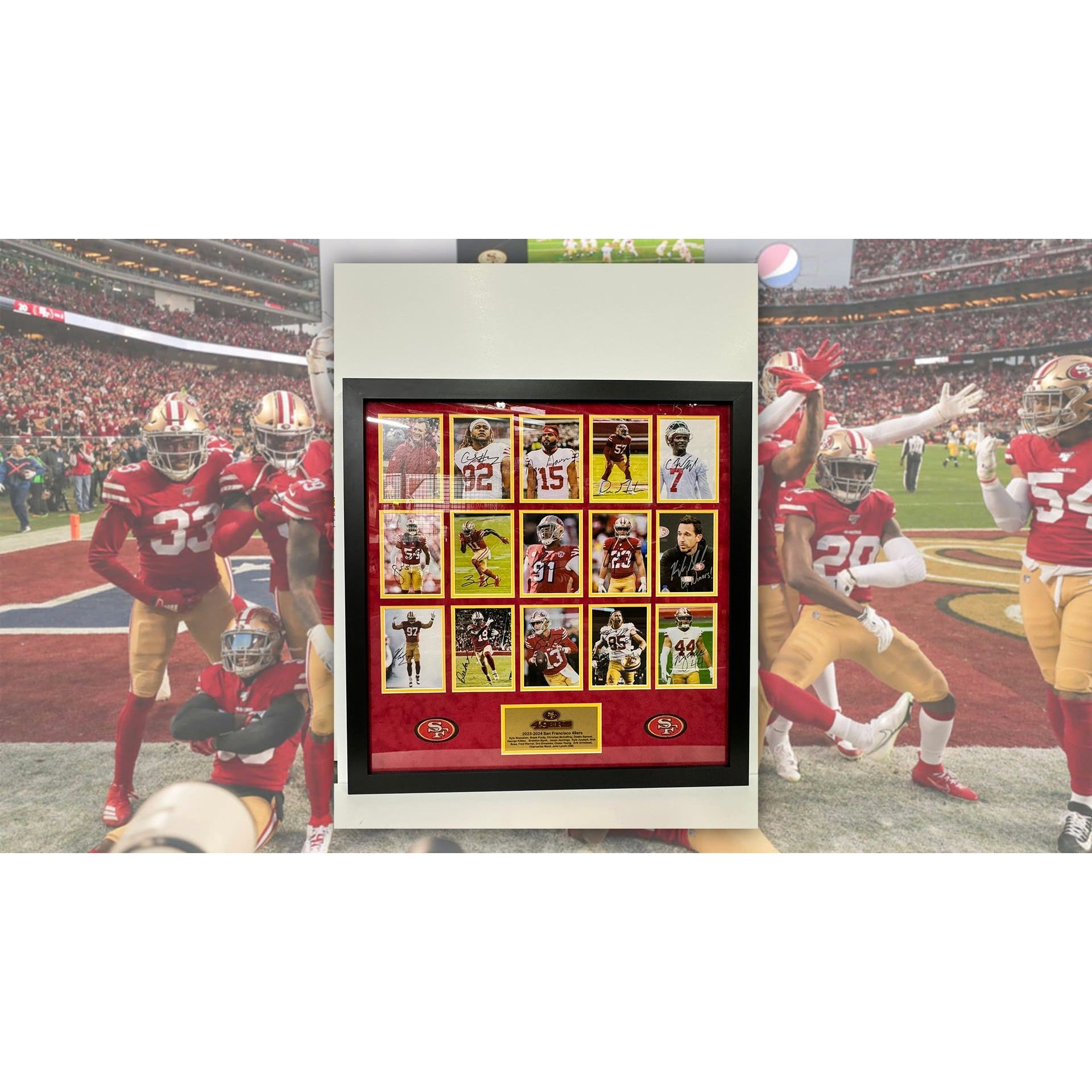 San Francisco 49ers 5x7 photos signed the framed with proof Christian McCaffrey Deebo Samuel George Kittle