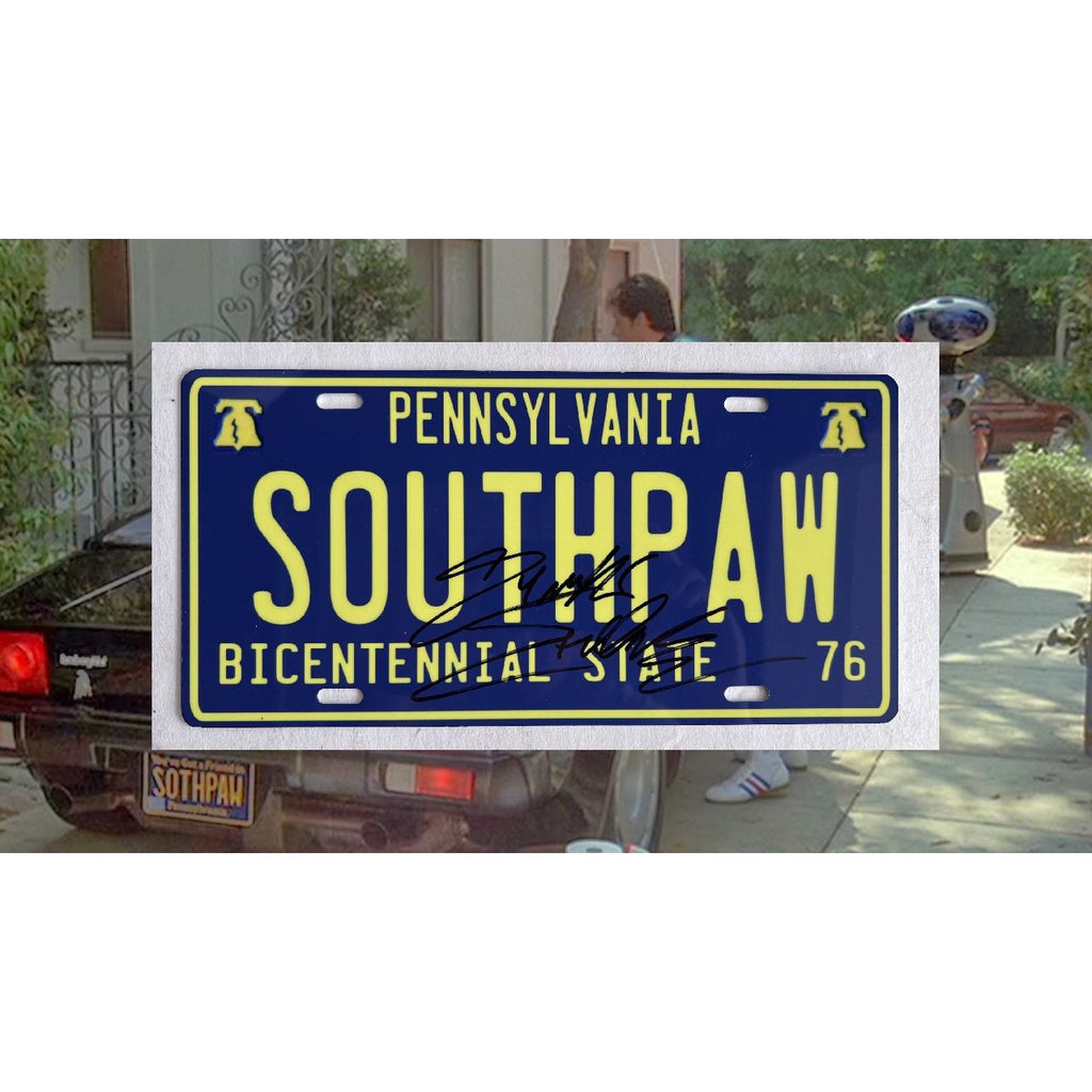 Sylvester Stallone Rocky Balboa original Southpaw licence plate signed with proof