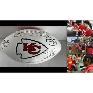 Kansas City Chiefs Tyreek Hill Patrick Mahomes Travis Kelce full size football signed with proof