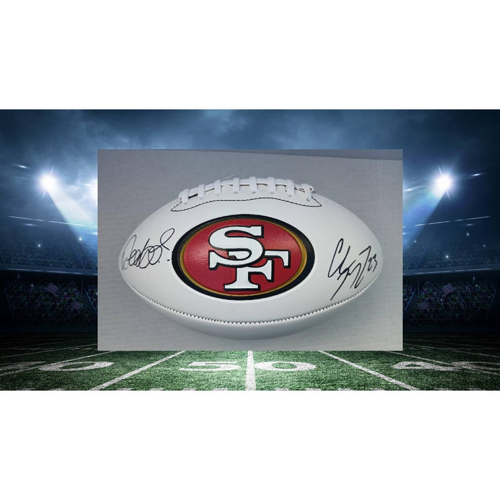 San Francisco 49ers Deebo Samuel and Christian McCaffrey full size football signed with proof