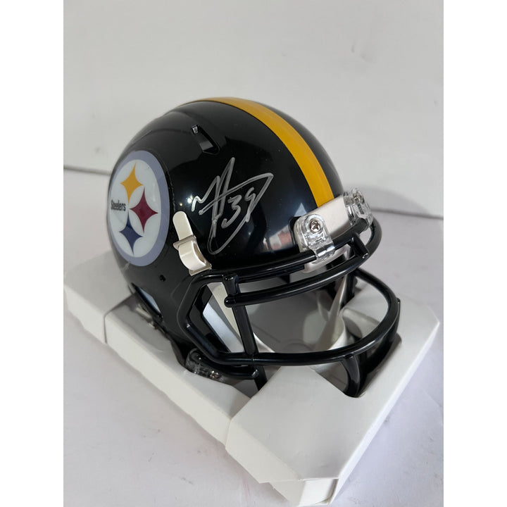 TJ Watt Mike Tomlin Pittsburgh Steelers mini helmet signed with proof