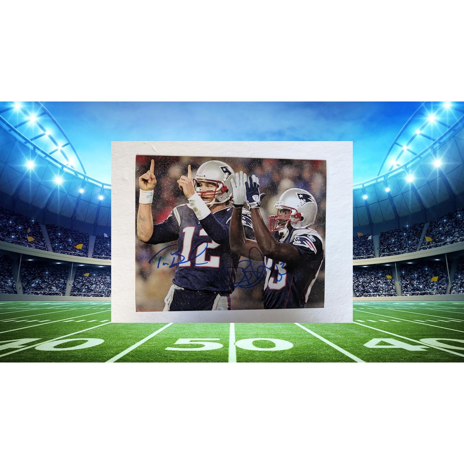 Deion Branch and Tom Brady New England Patriots Super Bowl MVPs 8x10 photo signed with proof