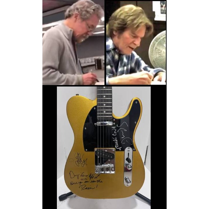 Creedence Clearwater Revial CCR John Fogerty, Stu Cook and Doug Clifford   telecaster electric guitar signed with proof