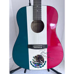 Load image into Gallery viewer, Vicente Fernandez Mexican flag full size acoustic guitar signed with proof
