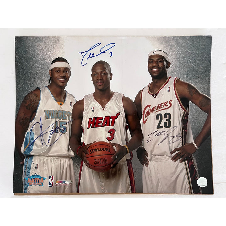 LeBron James Carmelo Anthony Dwyane Wade vintage 16x20 photo signed with proof