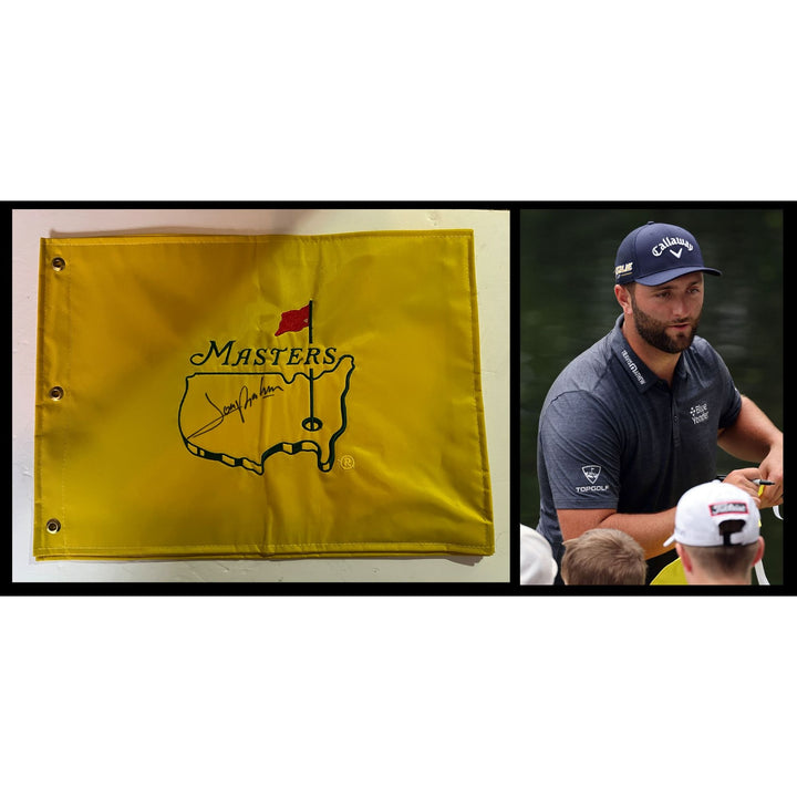 Jon Rahm Masters champion 2023 signed golf flag with proof