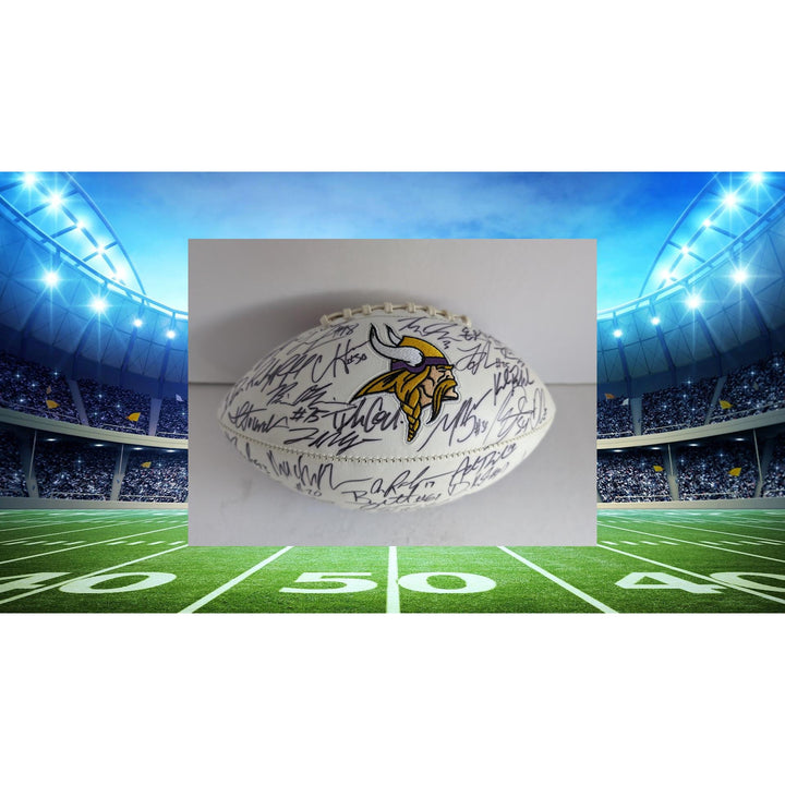 Minnesota Vikings Adam Thielen Kirk Cousins Kyle Rudolph Mike Zimmer team signed football