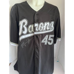 Load image into Gallery viewer, Michael Jordan Birmingham Barons signed jersey black with proof
