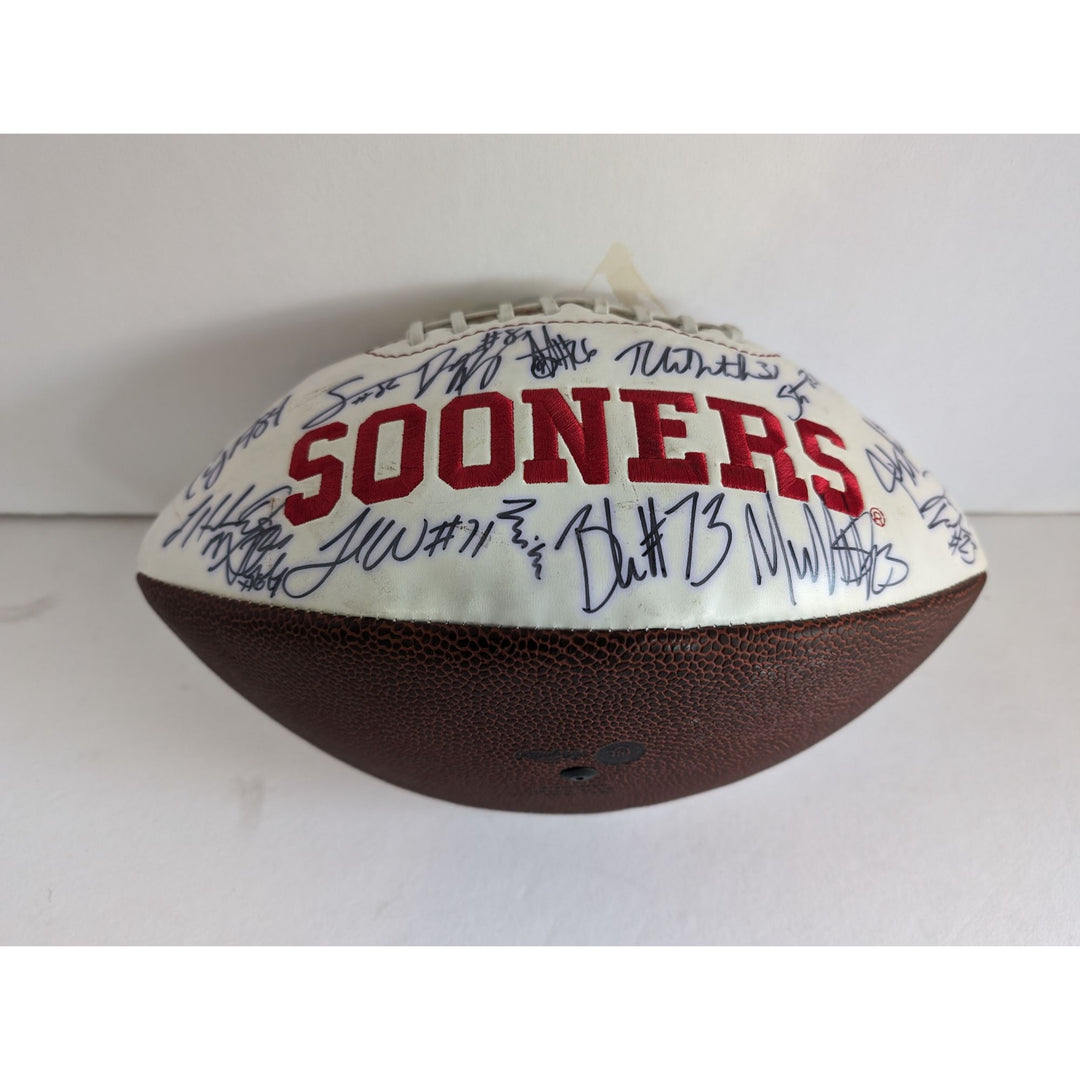 Oklahoma Sooners Bob Stoops Sam Bradford DeMarco Murray team signed football