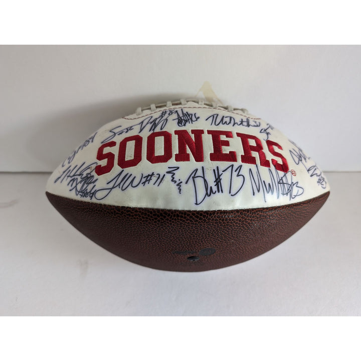 Oklahoma Sooners Bob Stoops Sam Bradford DeMarco Murray team signed football