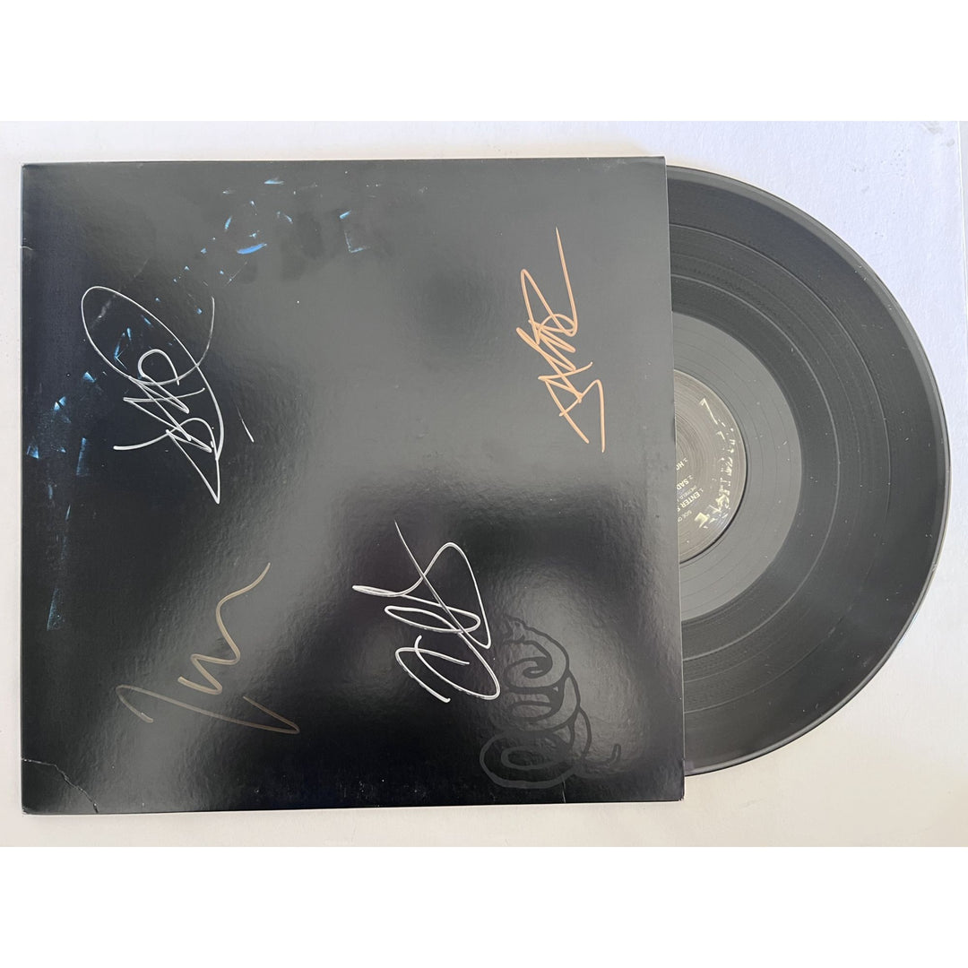 Metallica James Hetfield, Kirk Hammett, Jason Newsted, Lars Ulrich,  'Black' album signed with proof