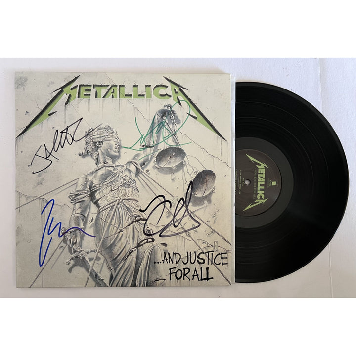 Metallica James Hetfield, Kirk Hammett, Jason Newsted, Lars Ulrich,  'and justice for all' album signed with proof