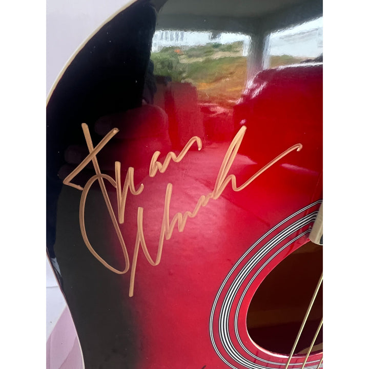 Boston Brad Delp Tom Scholz Sib Hashian Barry Goudreau Huntington full size acoustic guitar signed