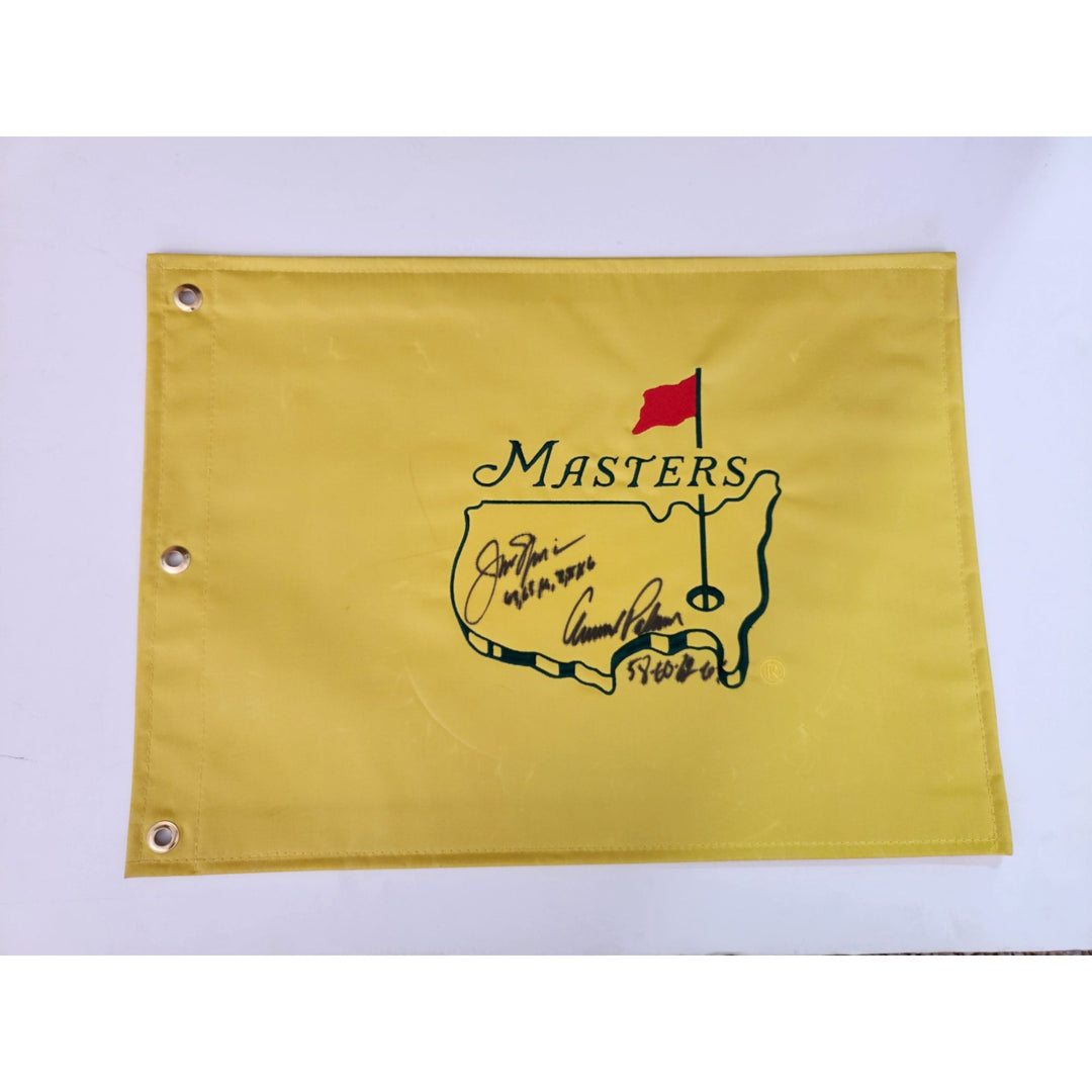 Jack Nichlaus and Arnold Palmer Masters Golf pin flag sign with proof