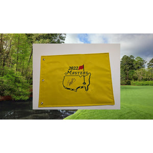 Scotty Sheffler 2022 embroidered Master's flag signed with proof