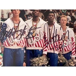 Michael Jordan, Larry Bird, Patrick Ewing, Ervin Magic Johnson, Dream Team 8x10 photo signed with proof