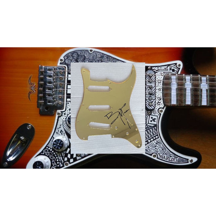 Bruno Mars Fender Stratocaster electric guitar pickguard signed with proof