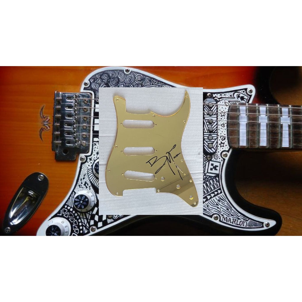 Bruno Mars Fender Stratocaster electric guitar pickguard signed with proof