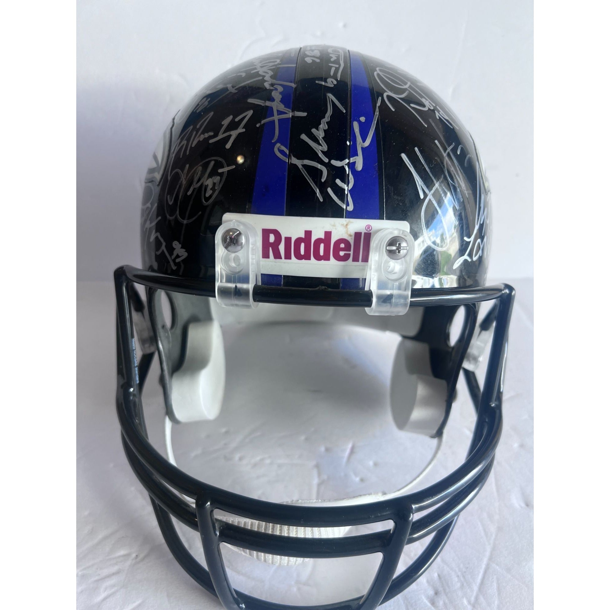 Baltimore Ravens Ray Lewis Ed Reed 2012 Super Bowl champions Riddell full size helmet signed with proof