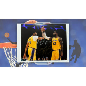 Los Angeles Lakers LeBron James and Anthony Davis 8X10 photo signed with proof with free acrylic frame