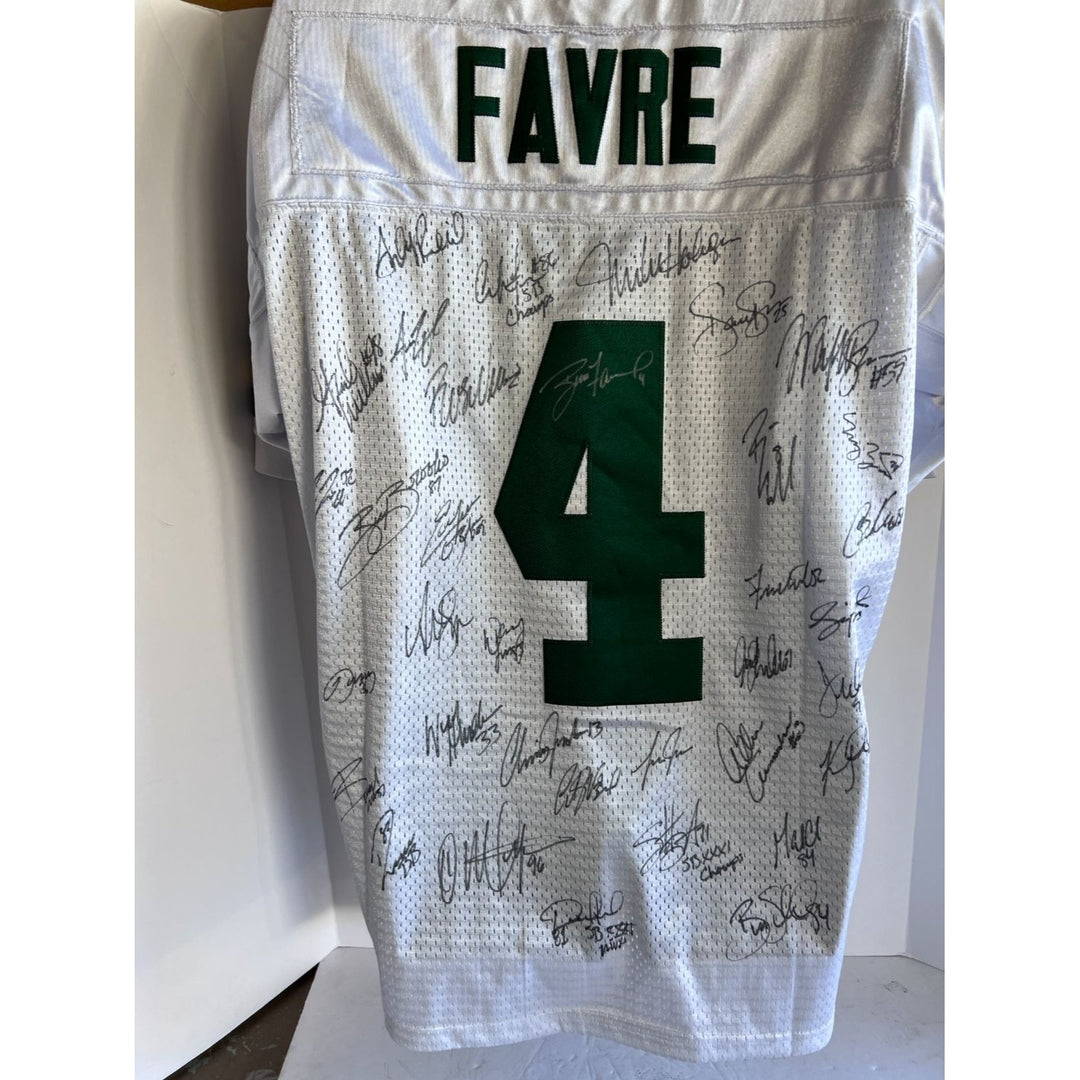 Brett Favre Reggie White Green Bay Packers Brett Favre Game model jersey 1996-1997 Superbowl Champs team signed with proof