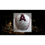 Load image into Gallery viewer, Shohei Otani signed in Japanese and English Los Angeles Angels of Anaheim  Rawlings Major League Baseball sign with proof
