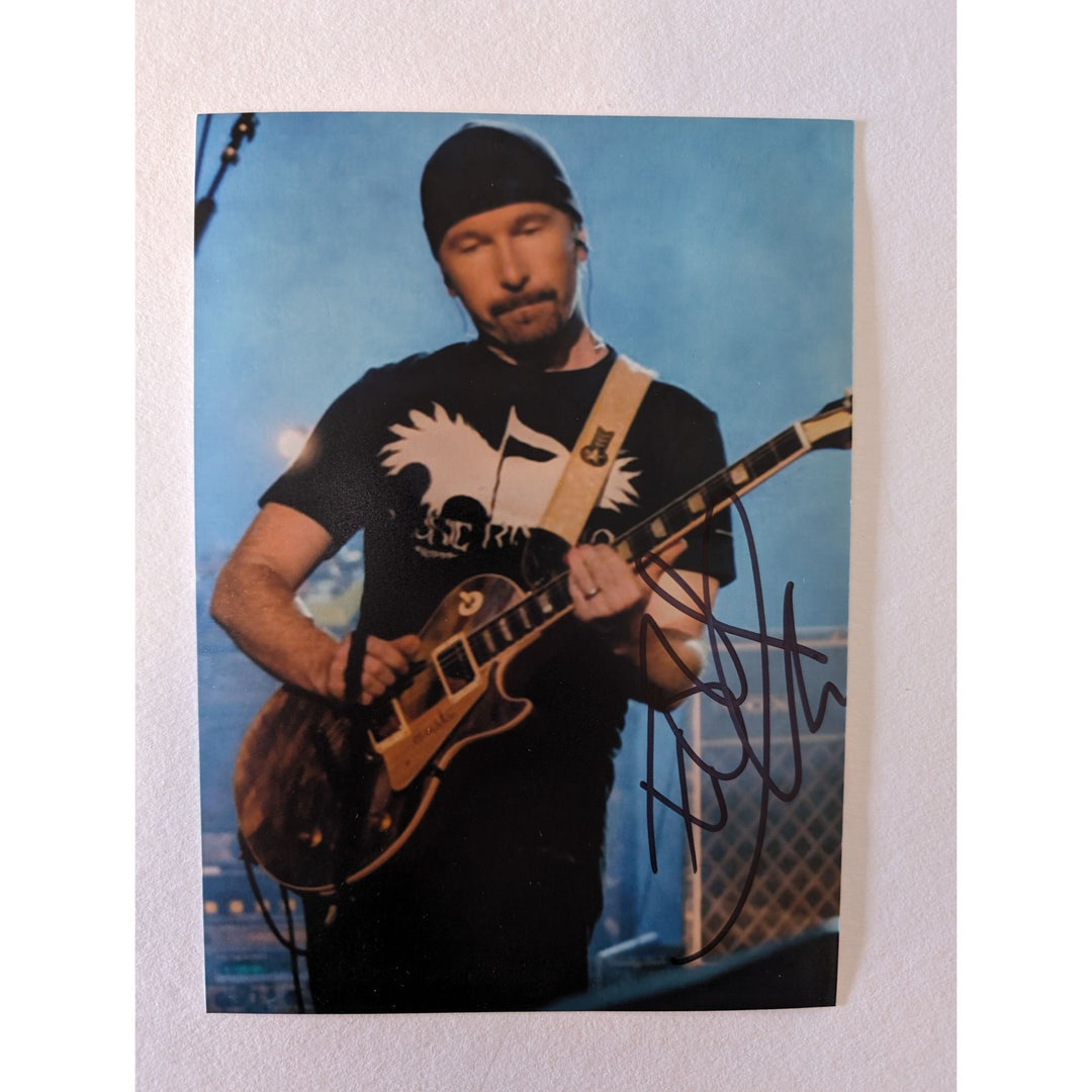 The Edge David Howell Evans of U2 5x7 photograph signed with proof