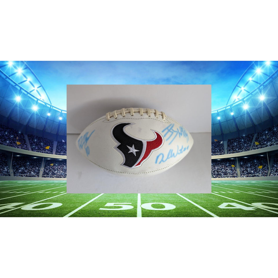 Houston Texans JJ Watt DeShaun Watson Andre Johnson full size football signed