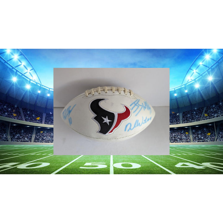 Houston Texans JJ Watt DeShaun Watson Andre Johnson full size football signed