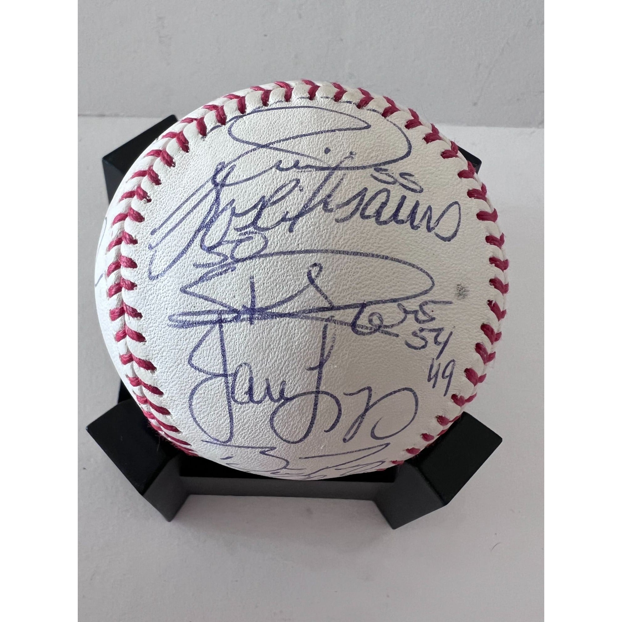 Buster Posey Bruce Bochy Tim Lincecum 2012 San Francisco Giants World Series champions team signed Rawlings commemorative baseball with proo