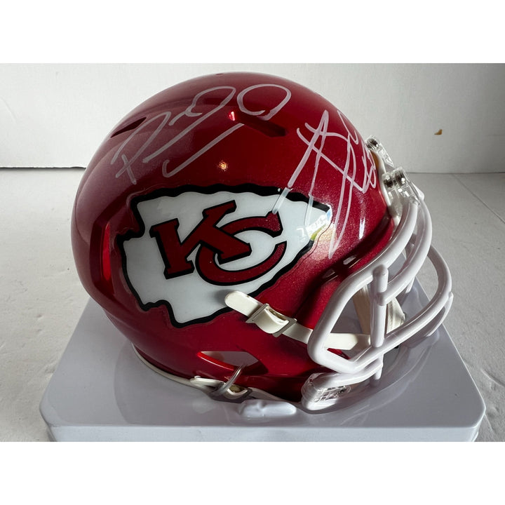 Kansas City Chiefs Tyreek Hill Patrick Mahomes Travis Kelce mini helmet signed with proof