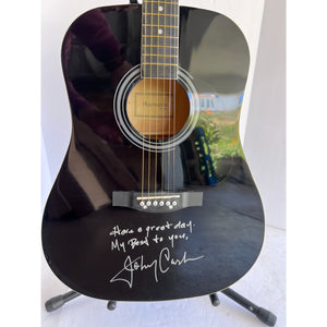 Johnny Cash signed with inscription One of a Kind full size acoustic guitar signed with proof