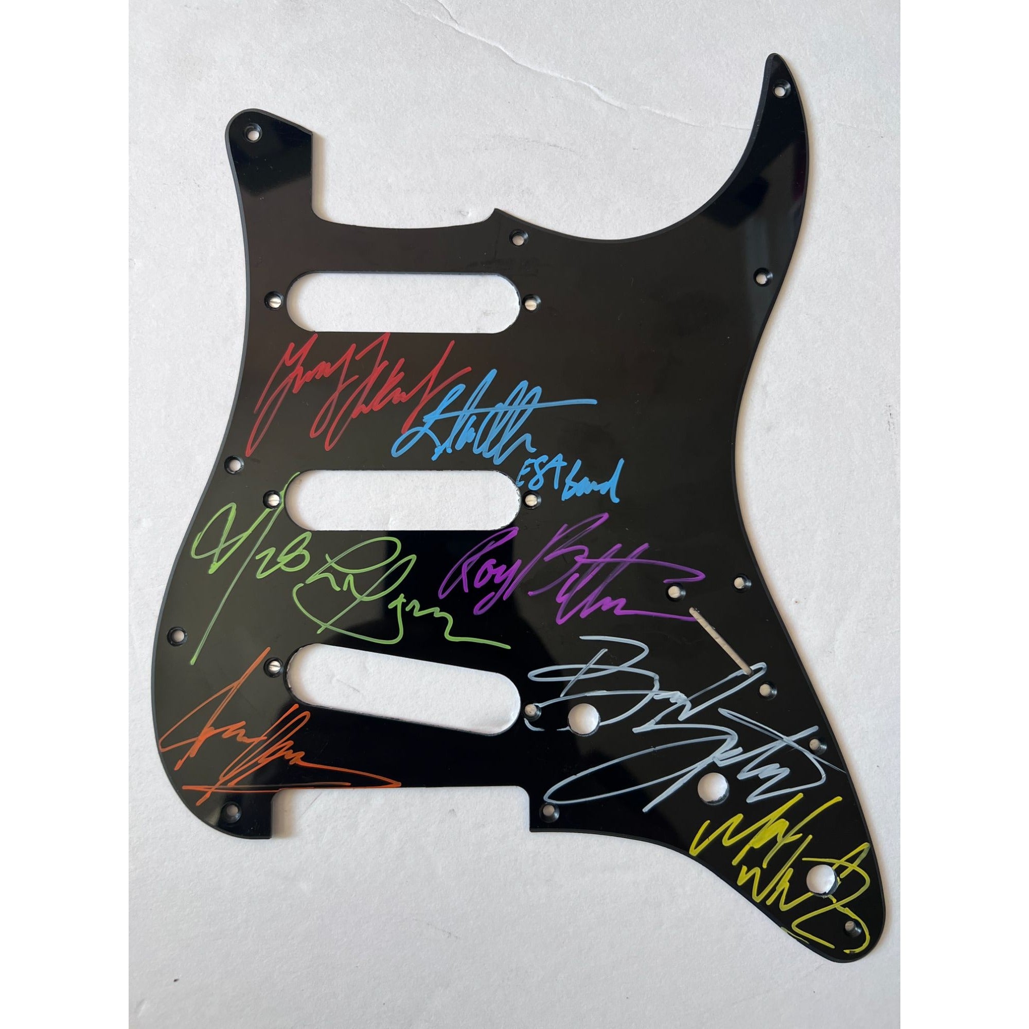 Bruce Springsteen and the E Street Band Stratocaster electric pickguard signed with proof
