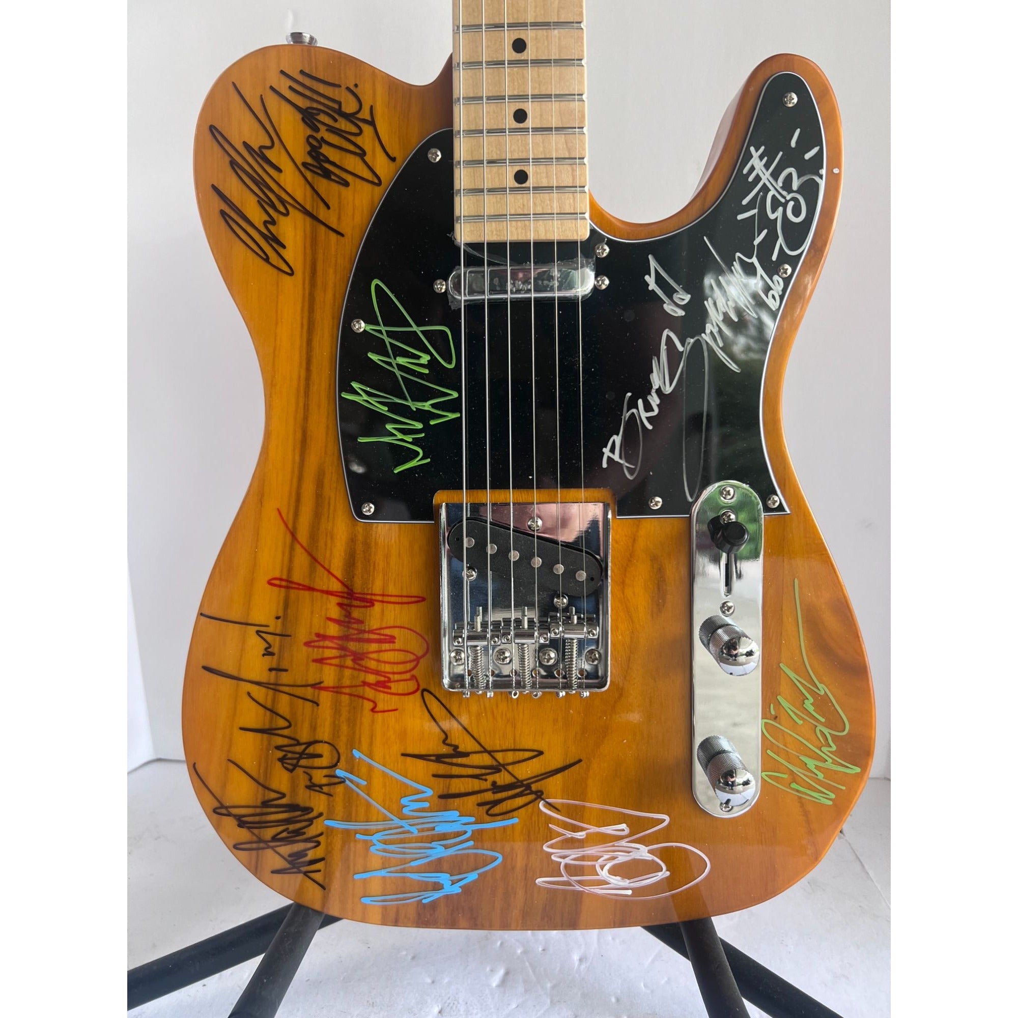 Bruce Springsteen Clarence Clemons Stevie Van Zandt honey Telecaster electric guitar signed with proof just like Bruce plays