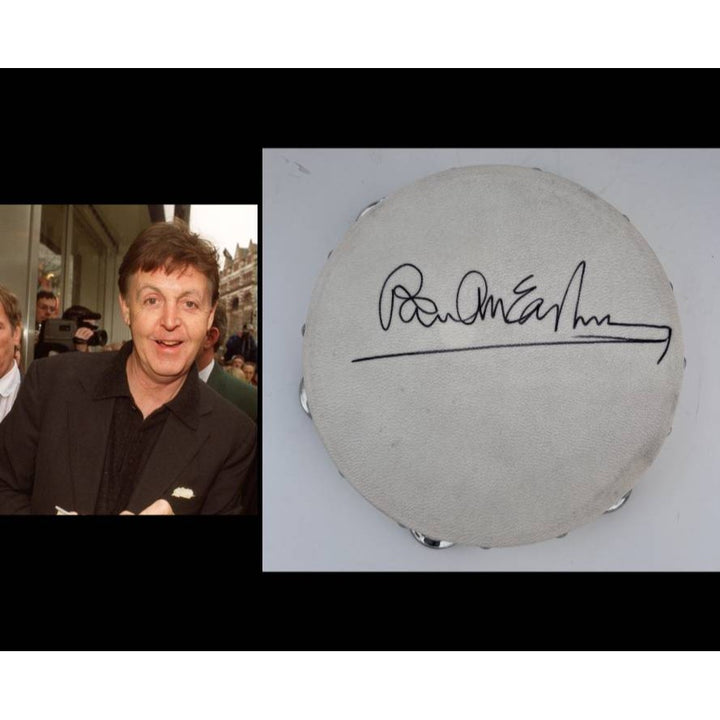 Paul McCartney 10 inch tambourine signed with proof