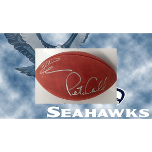 Russell Wilson Pete Carroll NFL game football signed with proof