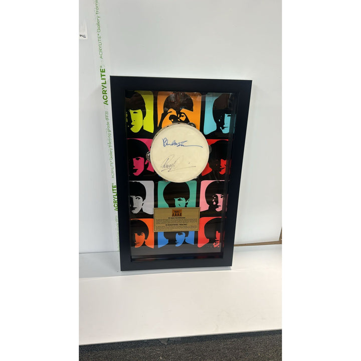 Eagles Don Henley, Don Felder, Glenn Frey, Joe Walsh, Randy Meisner with lyrics signed with proof 12" tambourine