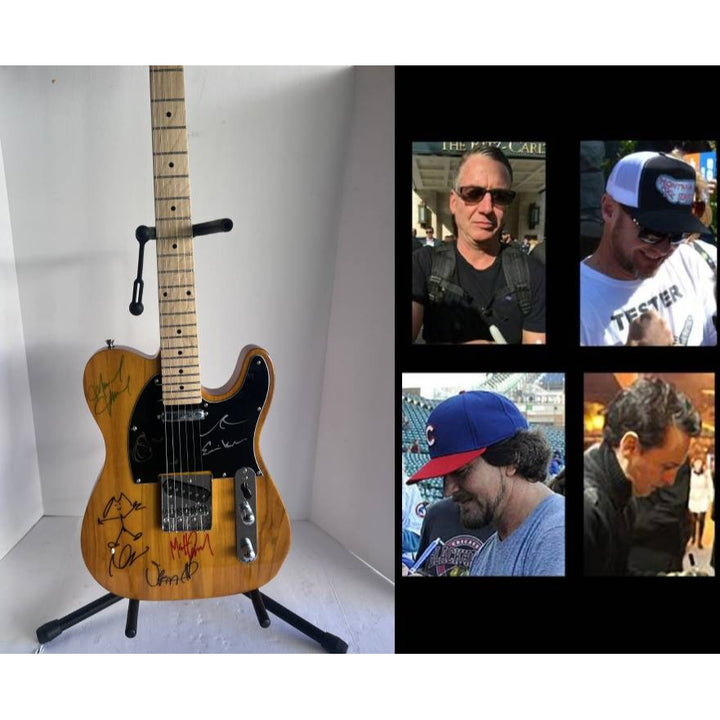 Pearl Jam Eddie Vedder, Jeff Ament, Stone Gossard, Matt Cameron and Mike McCready telecaster  electric guitar signed with proof