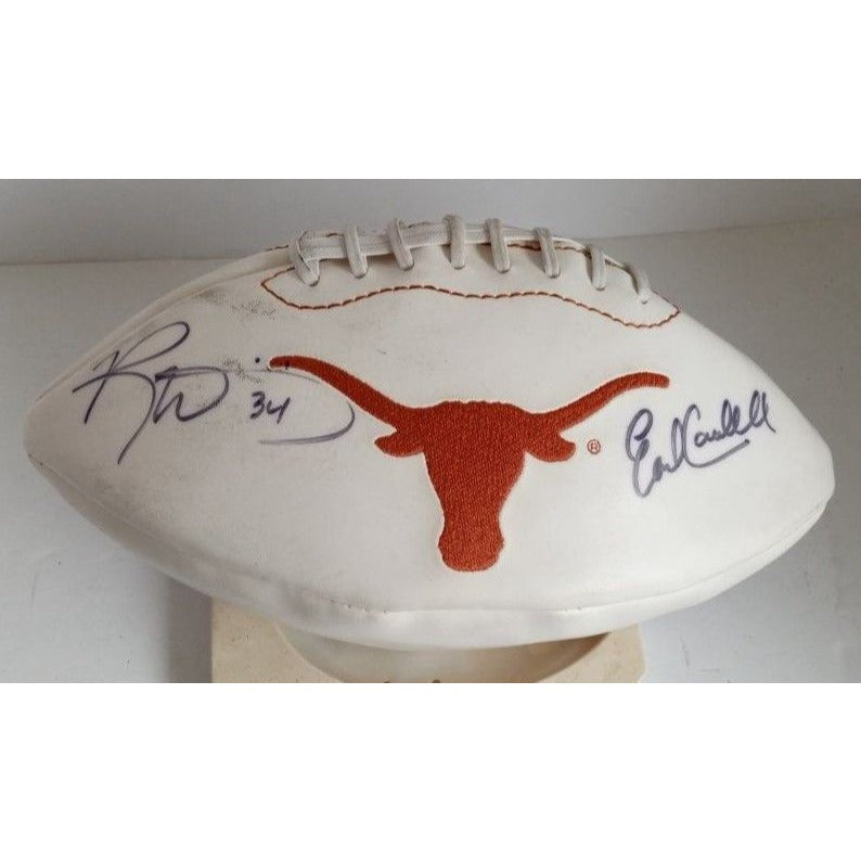 Earl Campbell and Ricky Williams Texas Longhorns full size football signed