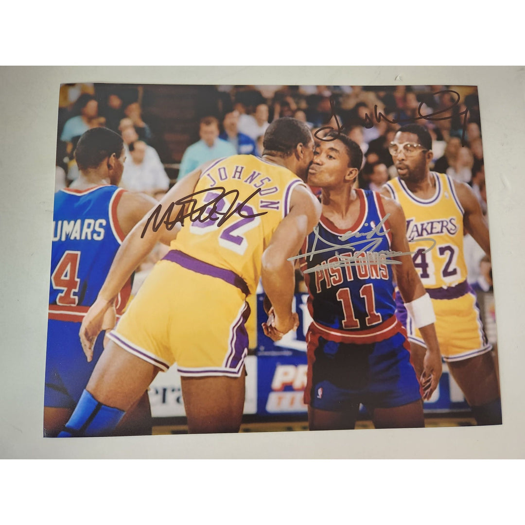 Ervin Magic Johnson Isaiah Thomas James Worthy NBA legends 8x10 photo signed with proof