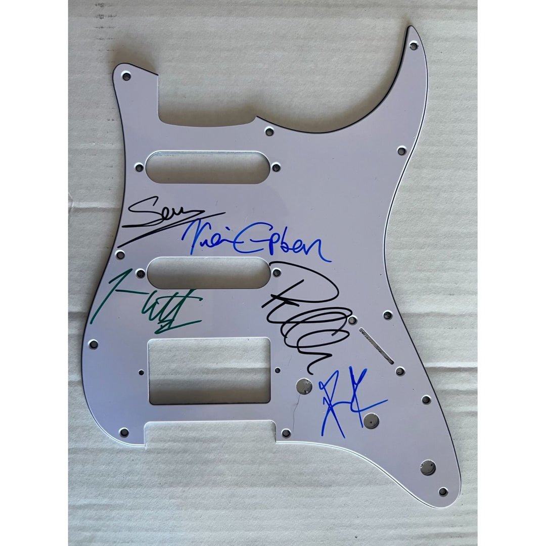 Def Leppard Joe Elliott Vivian Campbell Rick Savage Rick Allen Phil Collen guitar pickguard signed with proof