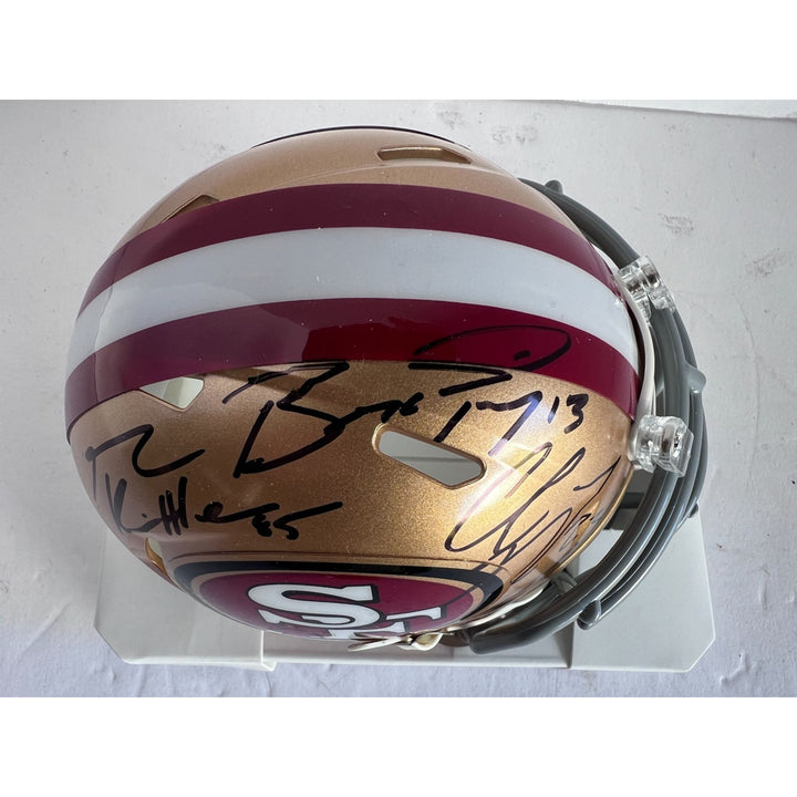 Brock Purdy Deebo Samuel Christian McCaffrey George kittle mini helmet signed with proof