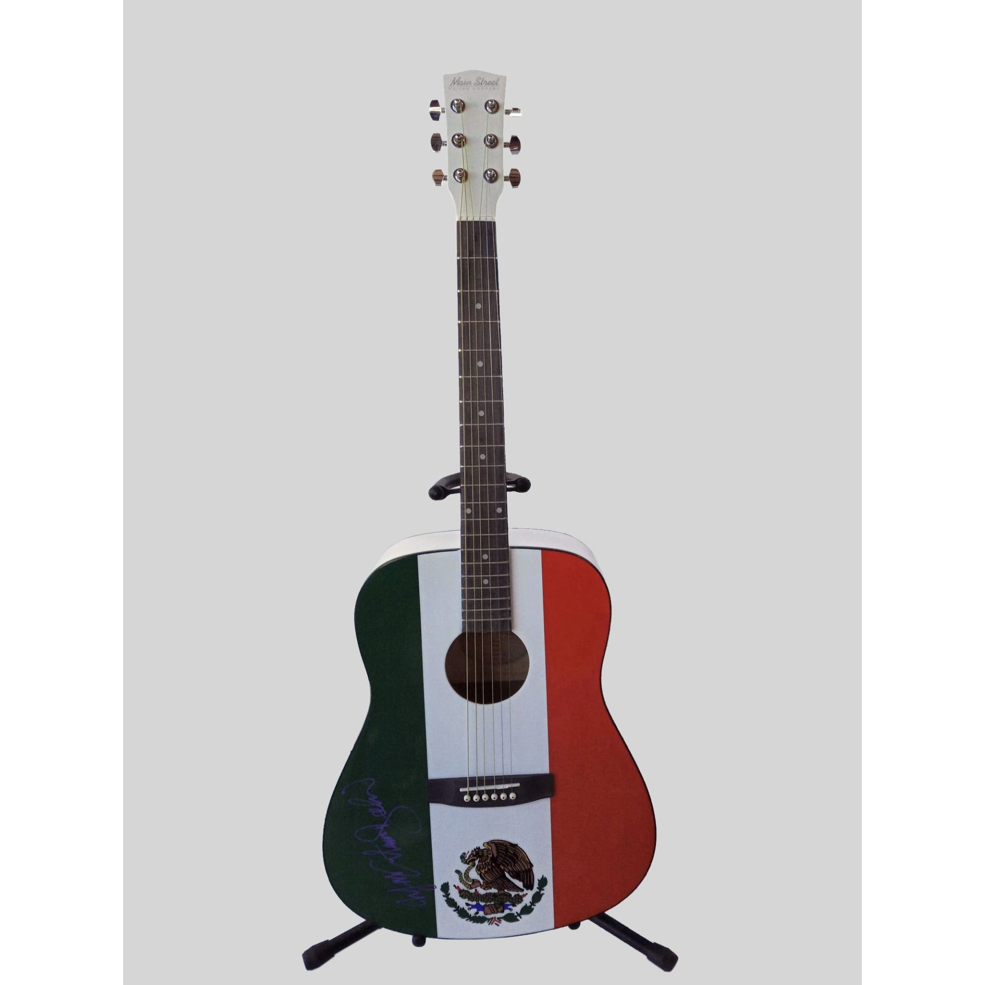 Marco Antonio Solis full size Mexican flag acoustic guitar signed with proof