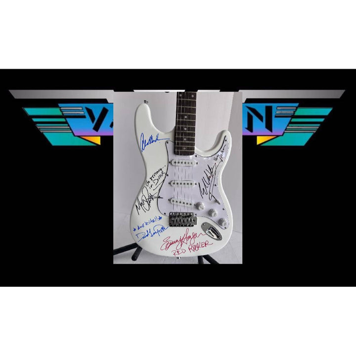 Van Halen Eddie Alex Sammy David Lee Stratocaster Huntington electric guitar signed with proof