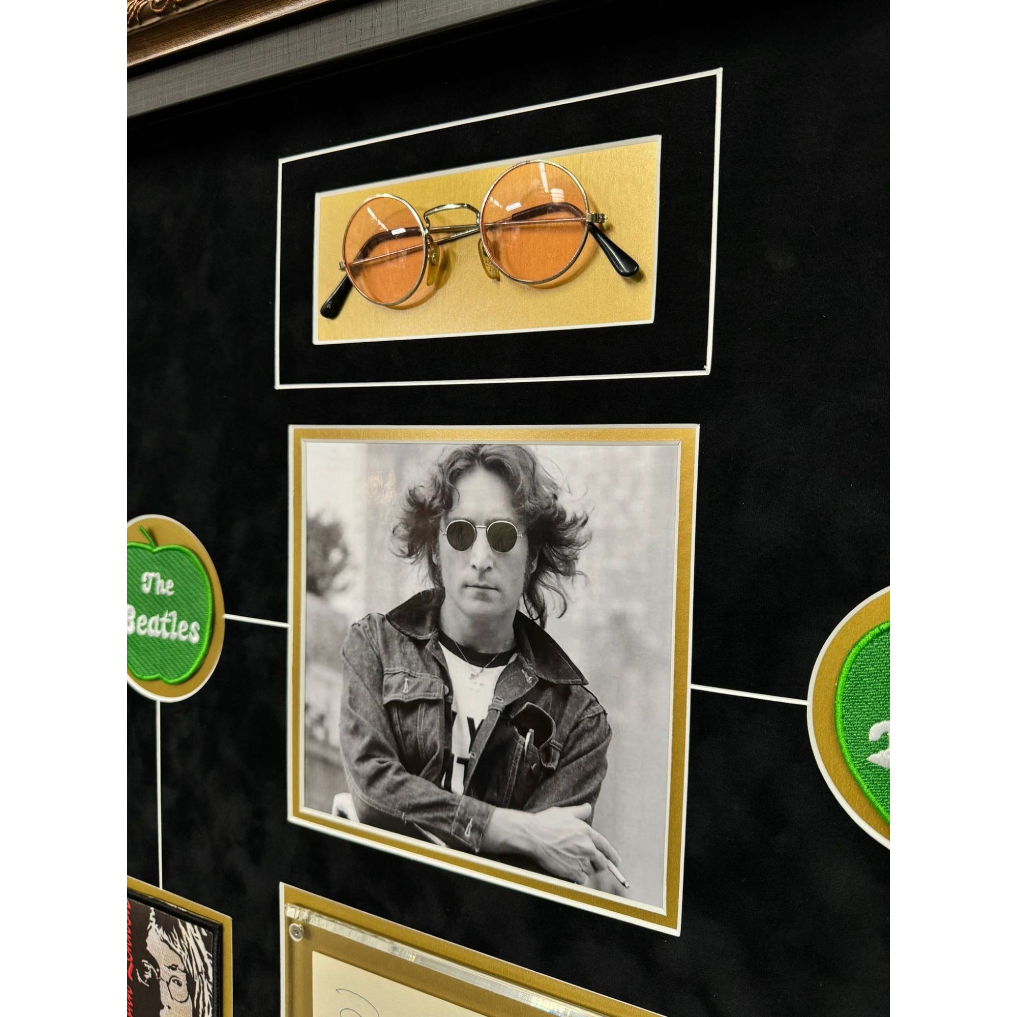 John Lennon Beatles signed and sketched with proof & museum quality frame 30x35