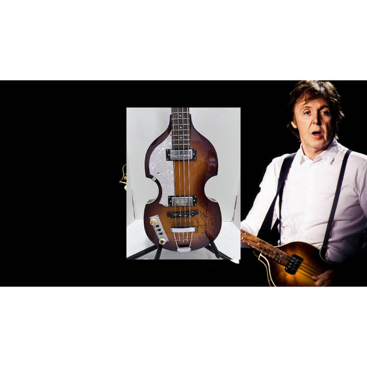 Paul McCartney left handed Hofner Bass guitar signed with proof