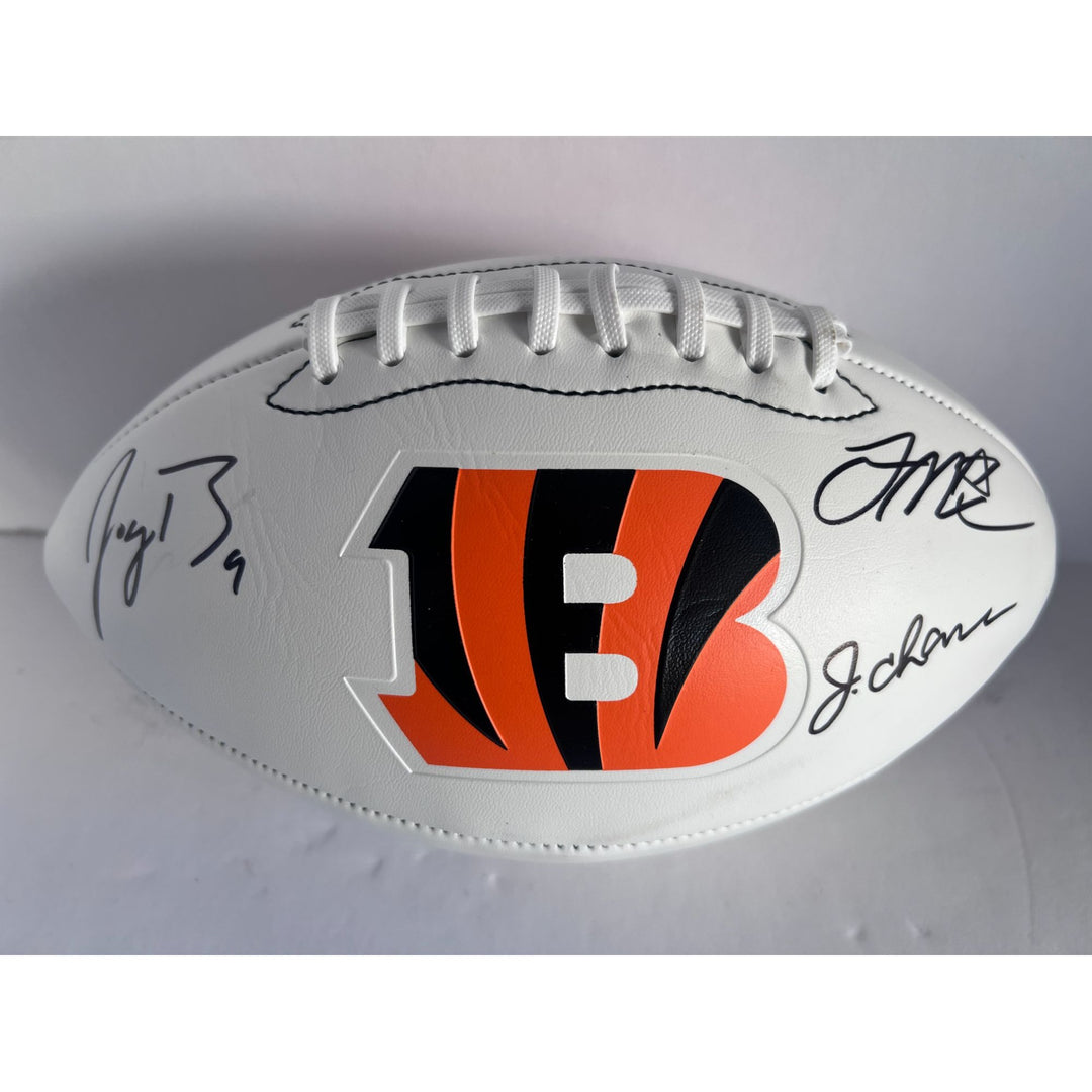 Joe Burrow and Ja'Marr Chase, Joe Mixon, Cincinnati Bengals full size football signed with proof