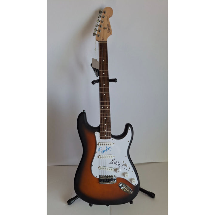 Bob Dylan and Joan Baez, authentic Fender Stratocaster electric guitar signed with proof